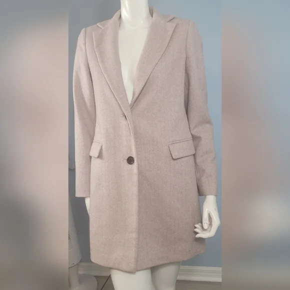 Lauren Ralph Lauren black label Herringbone wool blend dusty pink  coat size 4 - Picture 8 of 15